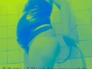 Czech did anal enema shower in latex body.Extreme belly inflation.Water belly bulge/pregnant belly. 9/16