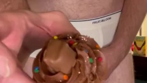 Hairy Dad Bod Cums on a Cupcake & Eats It!