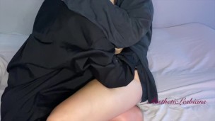 Lesbian pussy eating ended with intense orgasm