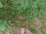 Man with big cock masturbates outdoors and cum in slow motion