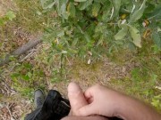 Man with big cock masturbates outdoors and cum in slow motion often