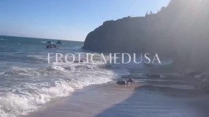 Erotic Medusa Strips and skinny dips at the Beach