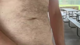 Hairy Dad Bod Jerk Off in Public at the State Park