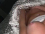 Jerking off and cumming on my face and tits while I make myself cum with my toy 😈 15/16