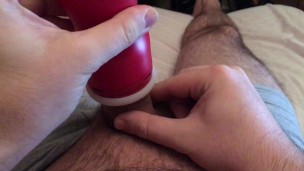 Gay bear using a Tenga Air tech to cum