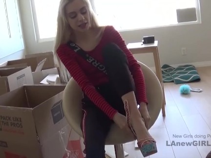 Slim Girl trembles when clit stimulated after her audition