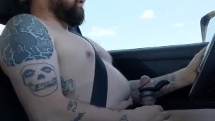 Drive Naked! Cumming while passing cars with several cock rings on!