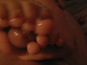 Thighjob on her Knees footjob cumshot 13/16