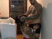 I went to wash my cum panties and he came to enjoy one more 8/16