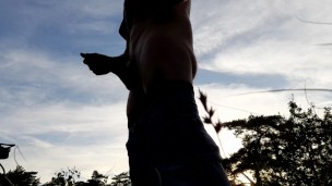 hot guy with perfect cock masturbates in beautiful public sundown scenery