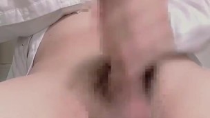 A Japanese businessman comes home horny and jerks while rubbing his nipples.