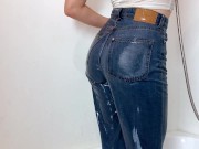 Soaking blue jeans and wet top 6/16