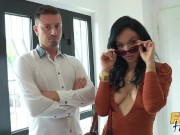 Fake Hostel - Asian Latina wife share in hot swingers threesome sex - married woman fucked by a new cock in front of husband 1/16