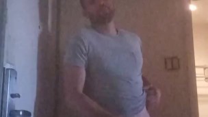 party pig Jacks his cock until he cums