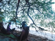 Alternative girls SHIBARI - outdoor public kinbaku rope play action with tattooed TEENS - bondage