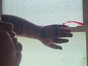 Piggy Pees for her owner.  Piggy says Bye. 3/16