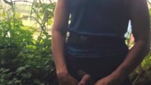 Brazilian hot boy wanking outdoor