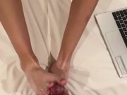 Baby oil footjob makes him feel so good 10/16