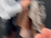 Outside blowjob and cum on nylon  3/16