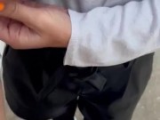 Outside blowjob and cum on nylon  5/16