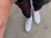 Outside blowjob and cum on nylon  6/16