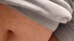 chubby cumming in the public restroom 