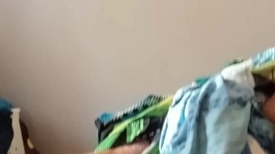 Messing with my shirt, dirty cumshot 
