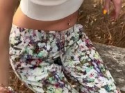 Blowjob outside and cum on butt with nylon  2/16