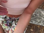 Blowjob outside and cum on butt with nylon  3/16