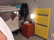 Fake Hostel - Hot and sweaty naked MILF with natural tits has two straight college girls lick honey from her body before sex 2/16