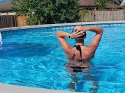 Caught sexy milf masterbating beautiful pussy by pool 16/16