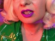 Lipstick closeup video - purple lips fetish ASMR video