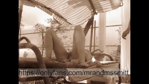 hot russian milf has multiple orgasms from hard sex in public