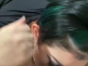 Sexy Emo Goth girl POV sucks licks swallows and clears chamber 11/16