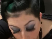 Sexy Emo Goth girl POV sucks licks swallows and clears chamber 13/16