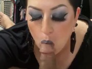 Sexy Emo Goth girl POV sucks licks swallows and clears chamber
