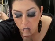 Sexy Emo Goth girl POV sucks licks swallows and clears chamber 3/16