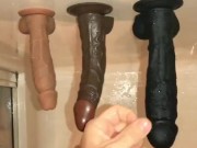 shower masturbation with some ass to mouth using suction cup dildos 11/16