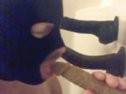 shower masturbation with some ass to mouth using suction cup dildos 4/16