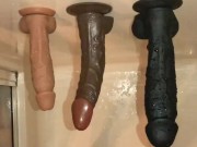 shower masturbation with some ass to mouth using suction cup dildos 6/16