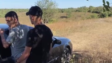 Straight guy fucked 18 year old student outdoor by car and both cum