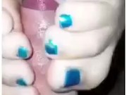 Foot job fuck with cream pie 7/16