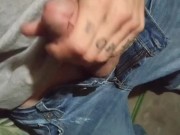 Just a minute I'm stroking my hard cock outside 6/16