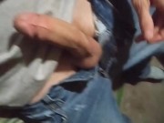 Just a minute I'm stroking my hard cock outside 8/16