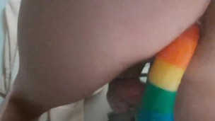 Bubble Butt Femboy Moaning in Pleasure riding dildo