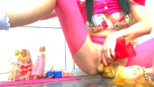 Innocent Babe Masturbates with Dolls & then Piss on Them💦💖4K
