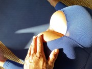 Stepsister gets fucked while doing yoga - oiled butt RIDING huge COCK - CUM on TITS 3/16