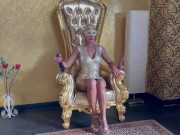 Double penetration. The queen rides two huge cocks at once. 1/16