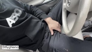 Young Man Masturbates In The Public Parking Of The University