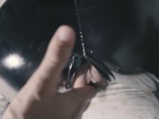 Latex milf wants finger orgasm from behind - Real amateur orgasm 4k